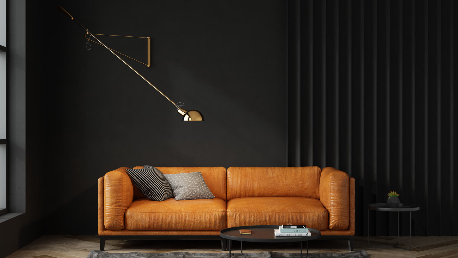 Sala minimal cabedal cognac