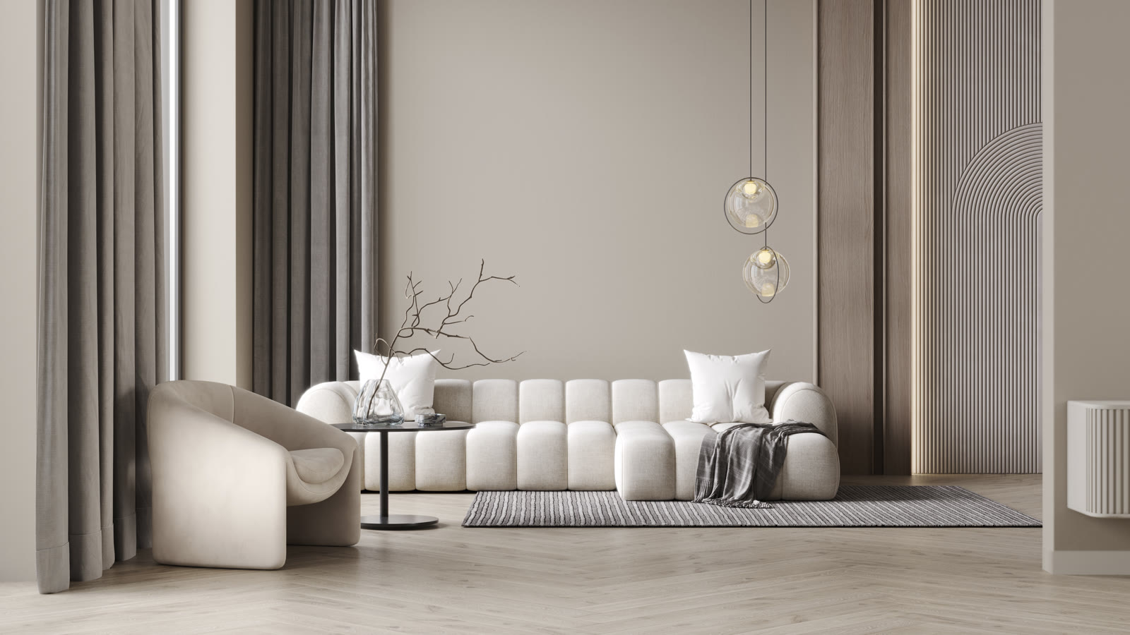Sala minimal Japandi
